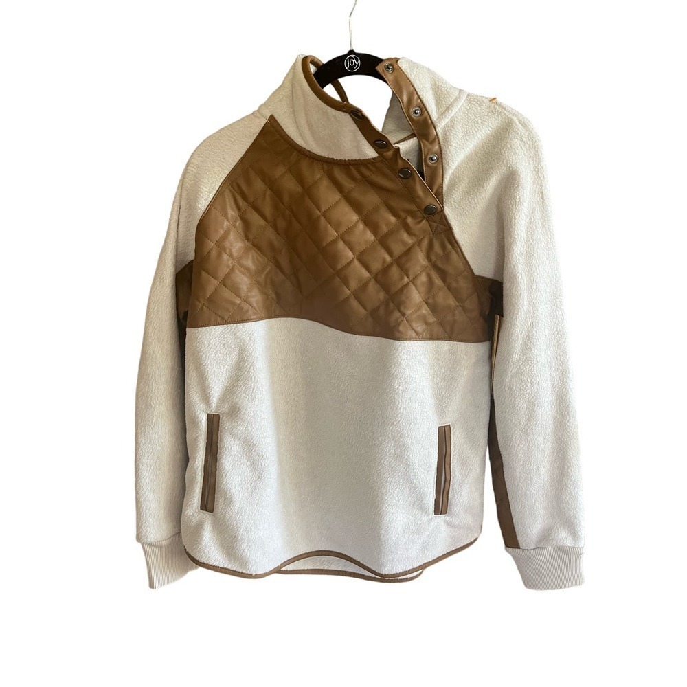 Abercrombie & Fitch Cream and Brown Cowl Neck Sweater